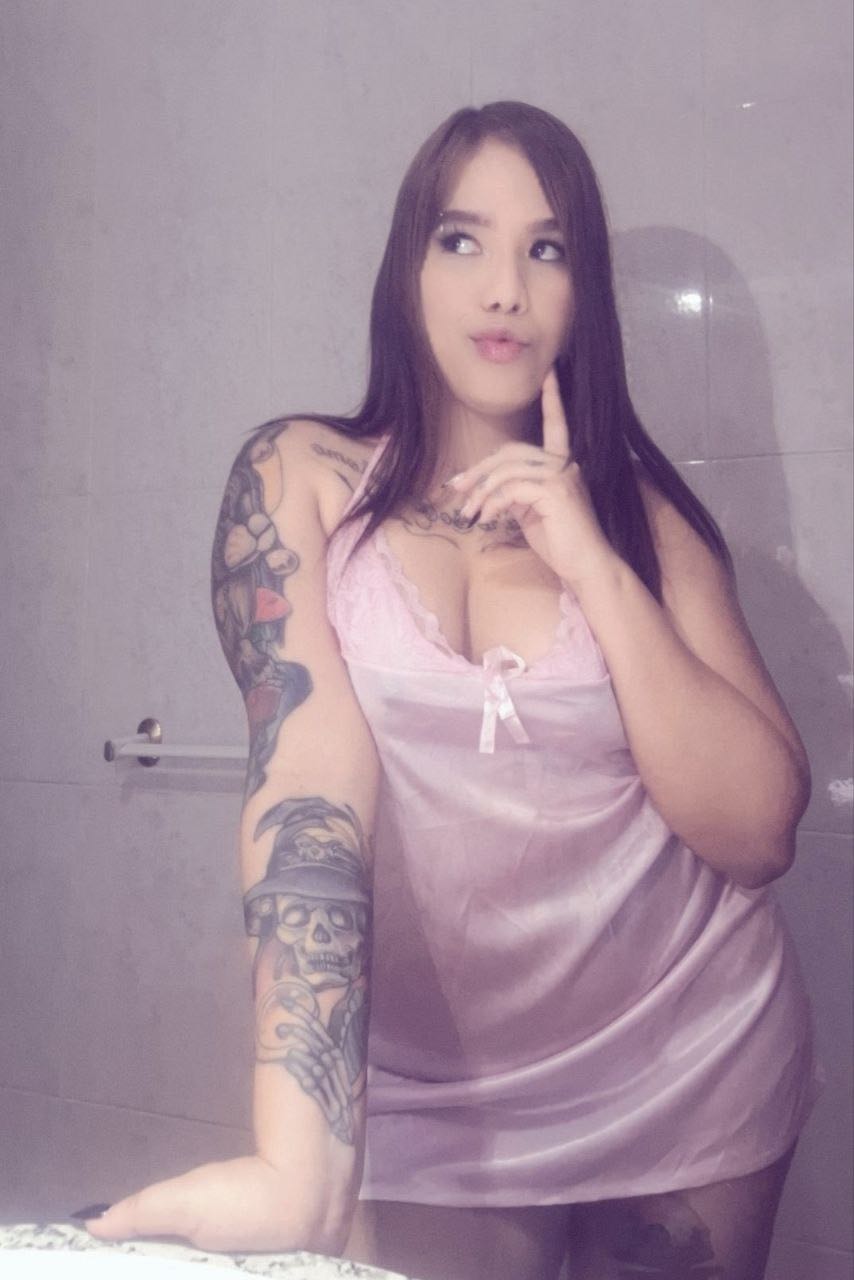 private adult video call — Keily satin dress portrait
