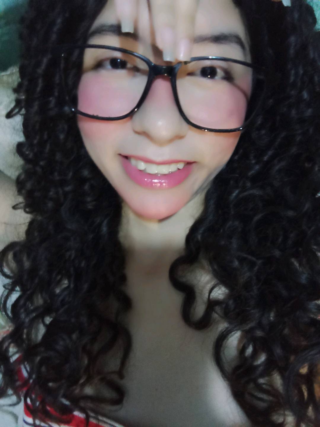 flirty adult video call — Aleja smiling close-up